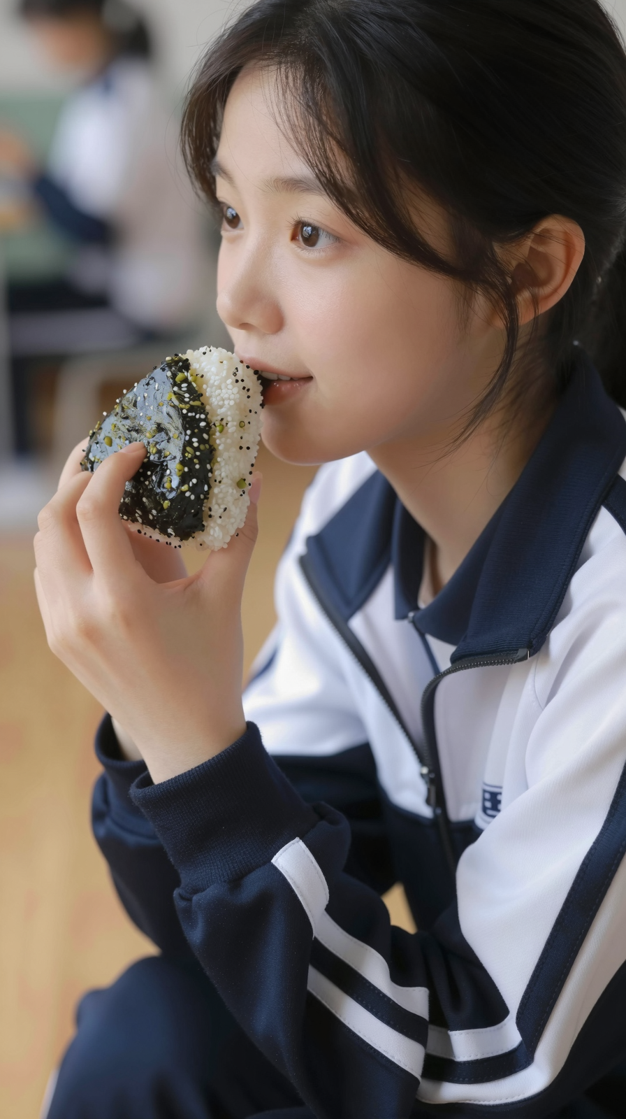 【AIぶっかけ動画】教室での禁断ランチ！女子高生がおにぎりにぶっかけられて…