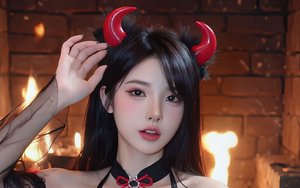 【AIダンス動画】小悪魔コスプレ姿の美女が誘惑するセクシーダンス