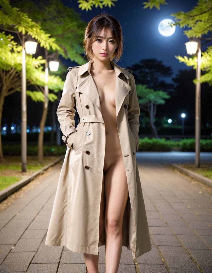 トレンチコート露出画像まとめ
