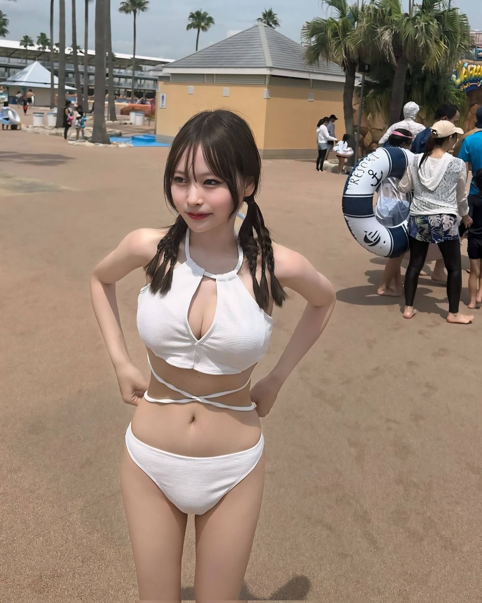 【画像】こういうデカ乳美女なら堂々と水着姿で写真撮ってネットに上げよな