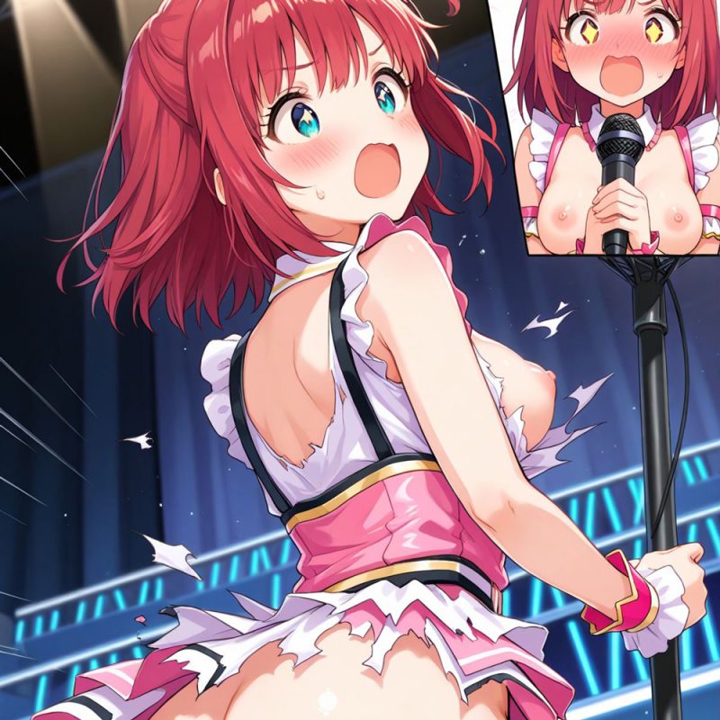 はじけるドレス！ 飛び出す乳首！ 晒されるま○こ！ 変態Pに目を付けられた悲運の美少女アイドルたちの衣装破裂ステージをブヒブヒ堪能しようぜ!!［30枚］
