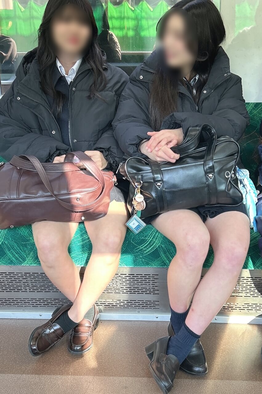 【画像】電車で目の前にこんな制服ＪＫが居てチラ見するな無理よな？