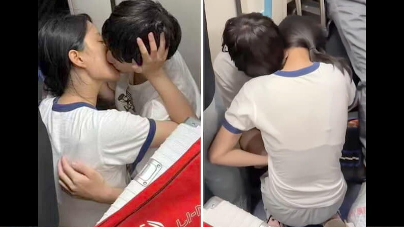 【動画】 10代カップル、地下鉄で「手コキ×手マン」する様子が激写されるｗｗｗ