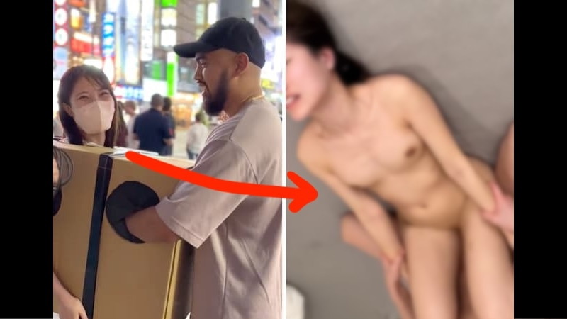 路上で外国人におっぱい触らせてバズった「箱ガール」さん、ガチイキセ○クス動画が流出