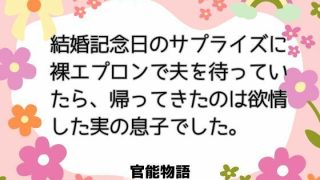【新着同人誌】結婚記念日のサプライズに裸エプロンで夫を待っていたら、帰ってきたのは欲情し…