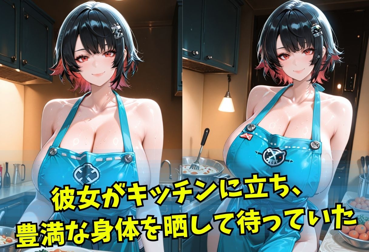 【玄関直行】裸エプロンの彼女がキス一つで中出しへ押し倒す、全233枚