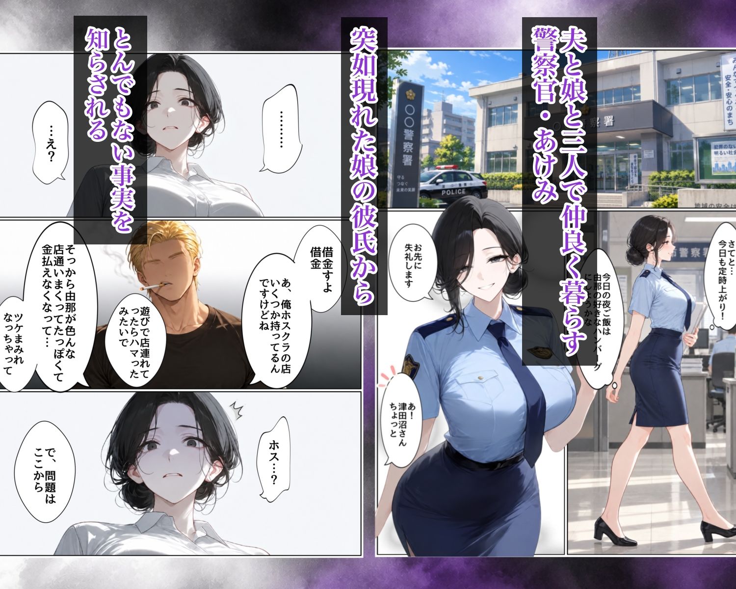 【公私混同】巨乳人妻警官、娘の彼氏のチン〇に負けて潮噴きAVデビューする件