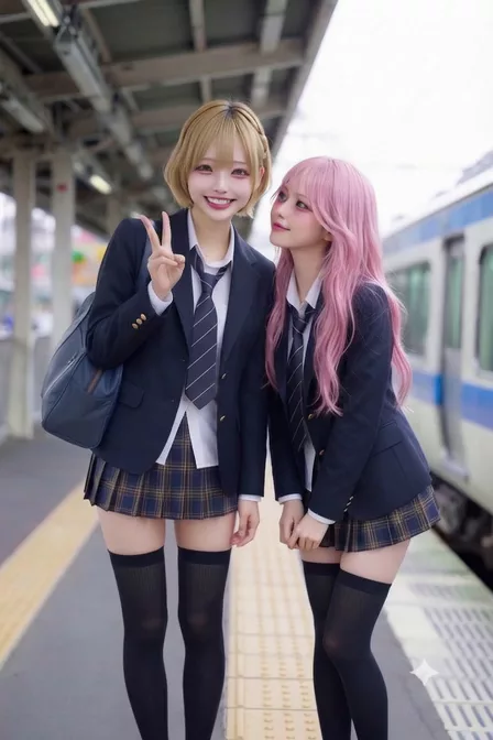 【AIえち動画】仲良し2人組は下着も一緒????