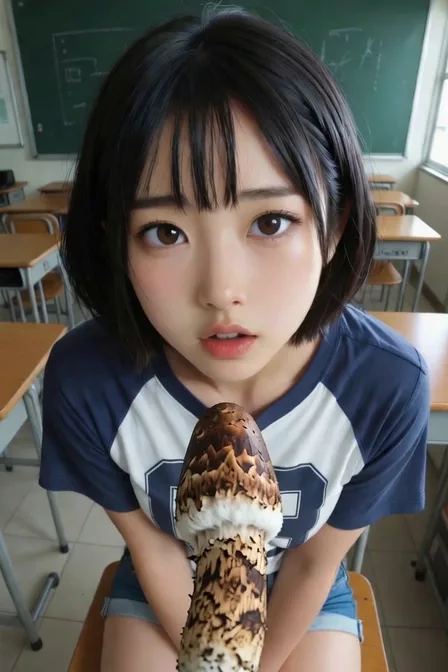 【AIえち動画】女の子が教室で松茸を味わうだけ