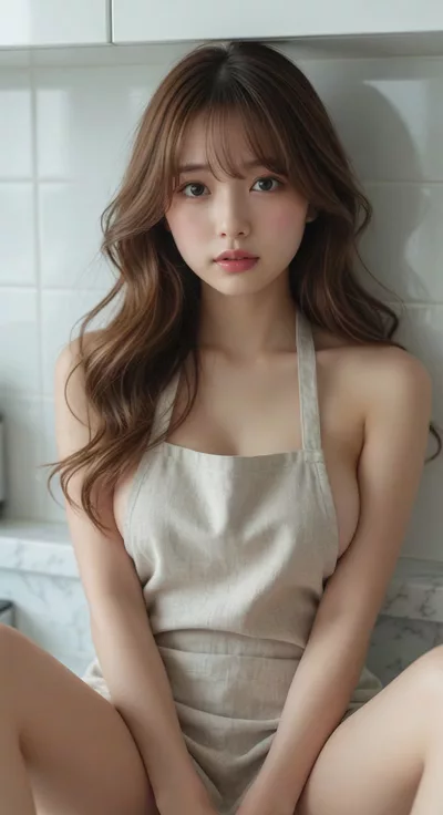 【AIえち動画】裸にエプロンの彼女とセックス①