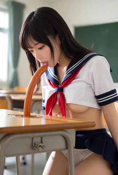【AIえち動画】女子高生　擬似フェラ
