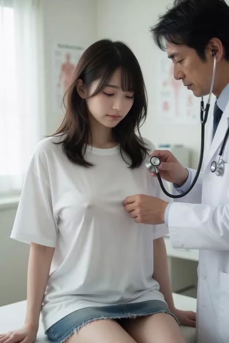 【AIえち動画】巨乳すぎたら手でどかして聴診器当てるらしい