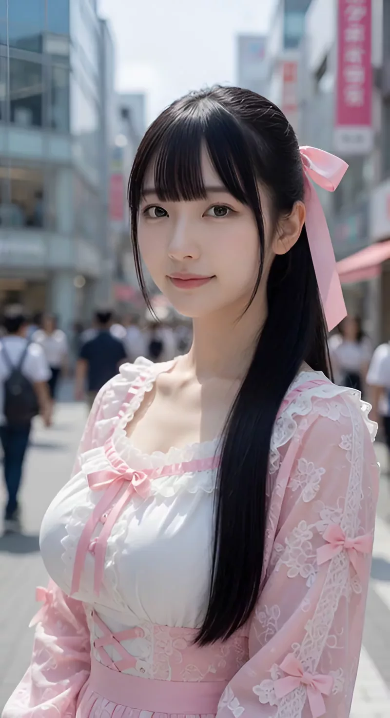 【AIえち動画】街ゆくピンク美女脱ぎ脱ぎ
