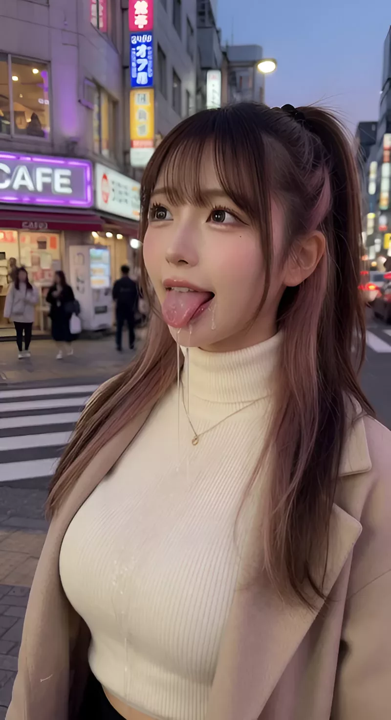【AIえち動画】街中でよだれたらり❤︎