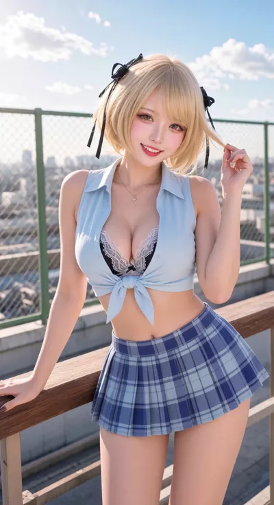 【AIえち動画】アメスク金髪ギャルのハミ尻パンチラ????