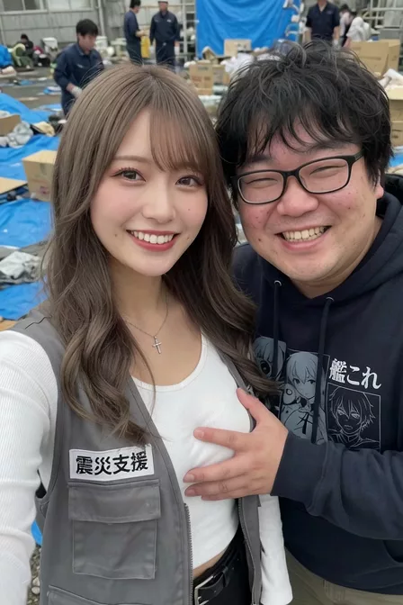 【AIえち動画】震災ボランティアの女子大生がセクハラを受ける