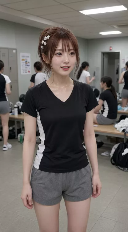 【AIえち動画】バドミントン部の練習後の更衣室②