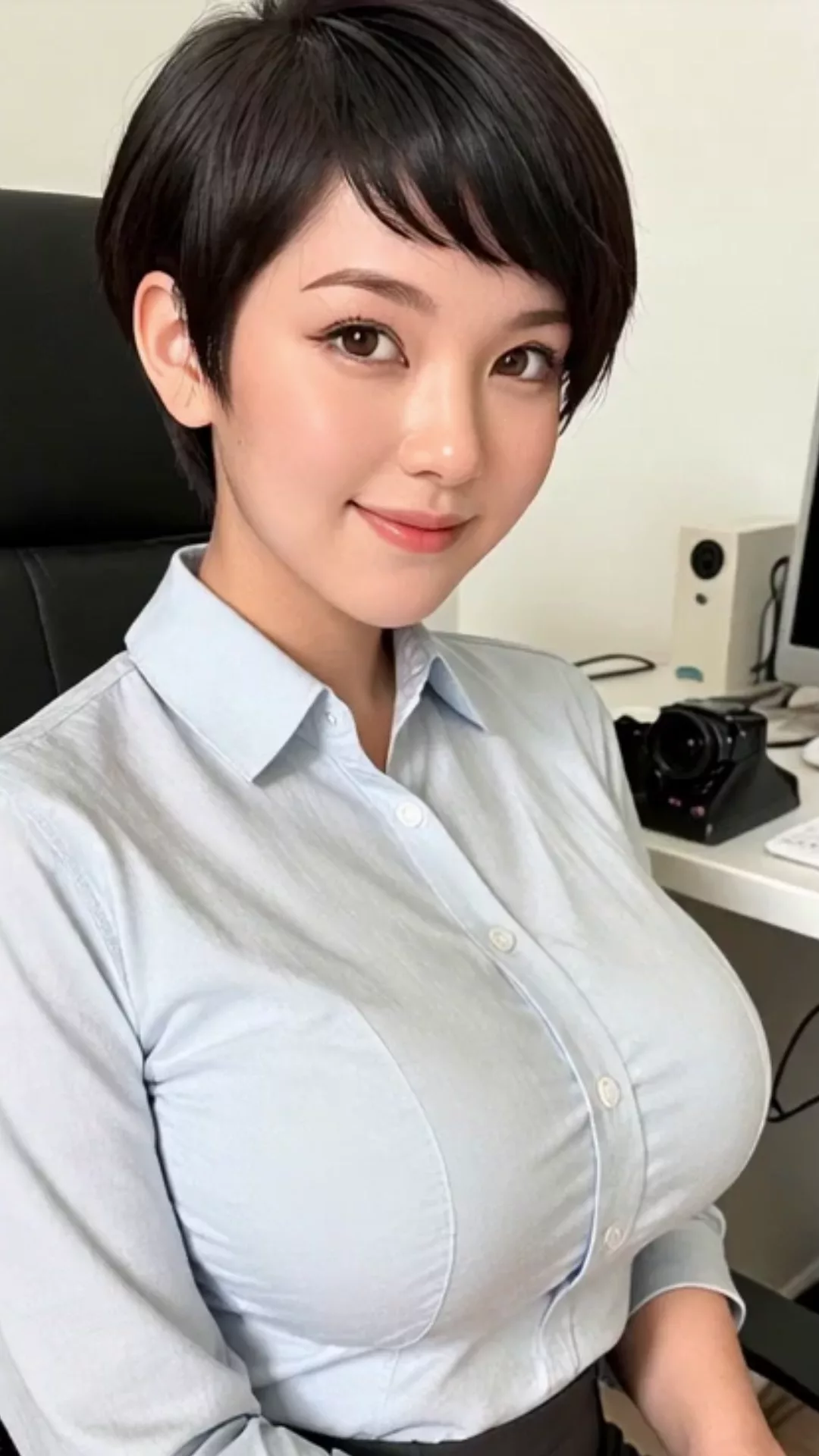 【AIえち動画】ショートヘアのOLに濃厚顔射