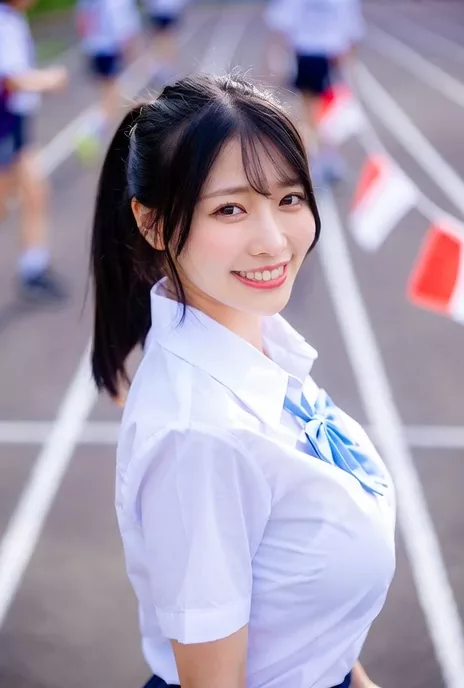 【AIえち動画】激しい風でおっぱい出ちゃう女子高生