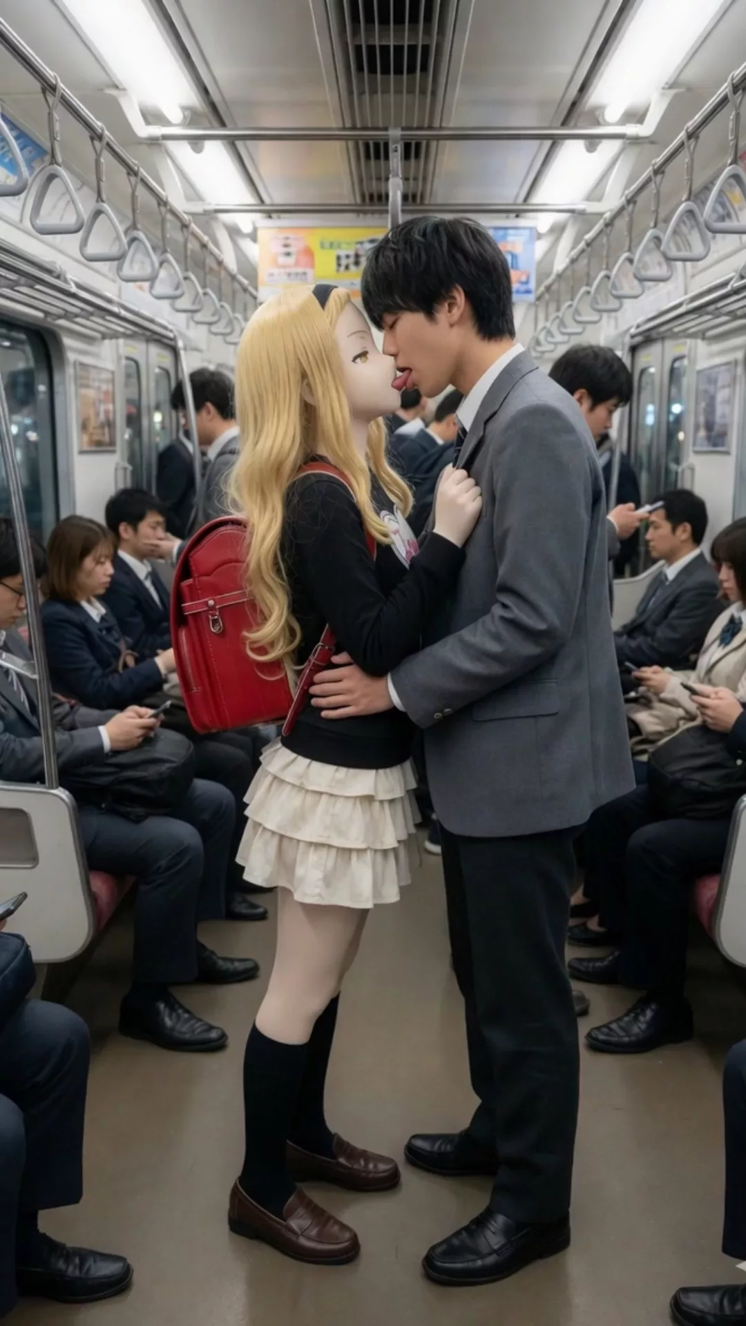 【AIえち動画】電車内でキス③