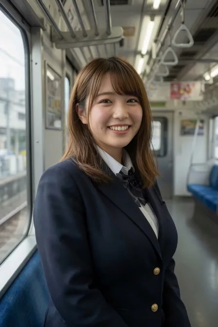 【AIえち動画】【1分16秒】電車内でよく一緒になる巨乳女子校生がいきなり誘惑してきた！