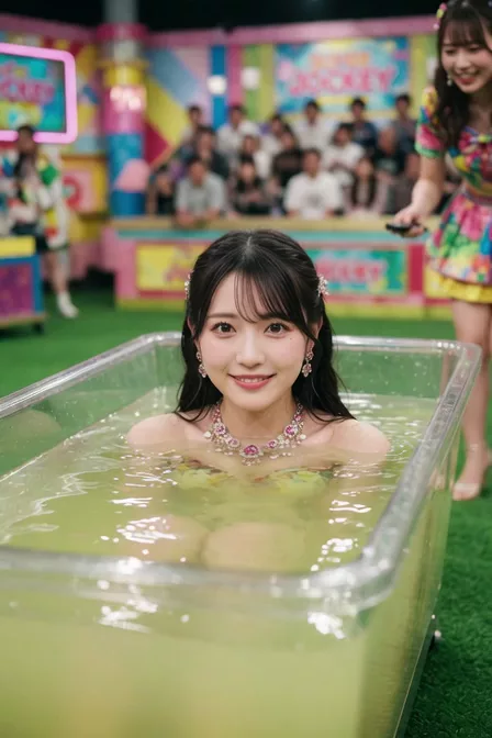 【AIエロ動画】お湯が抜けたらおっぱいが見えちゃう
