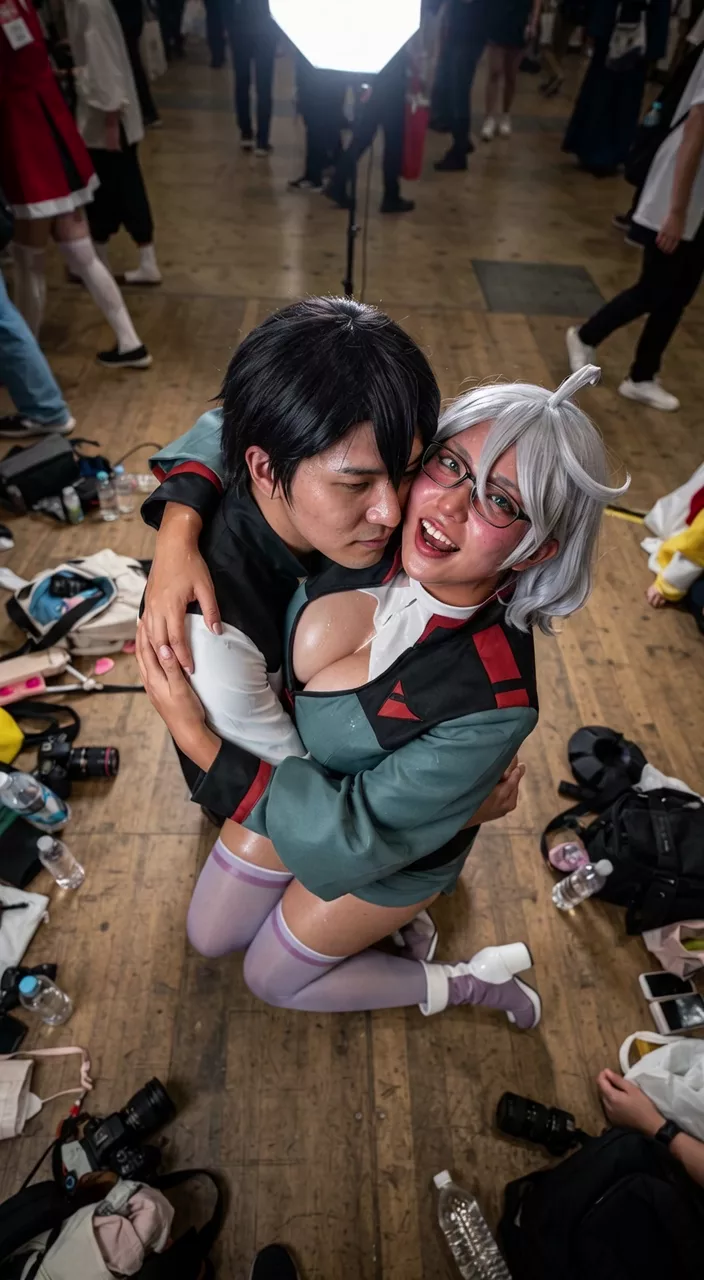 【AIエロ動画】コスプレ会場でキス