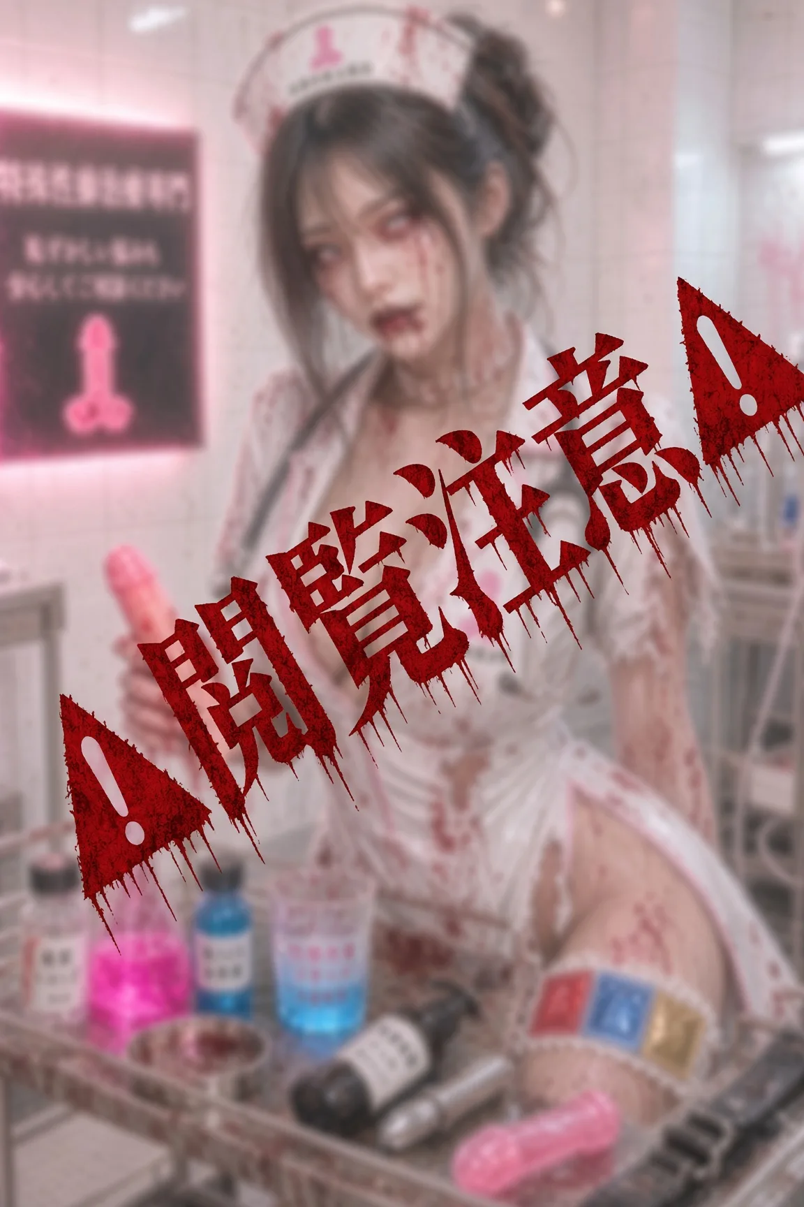 【AIエロ動画】セクシーナースゾンビの擬似フェラ
