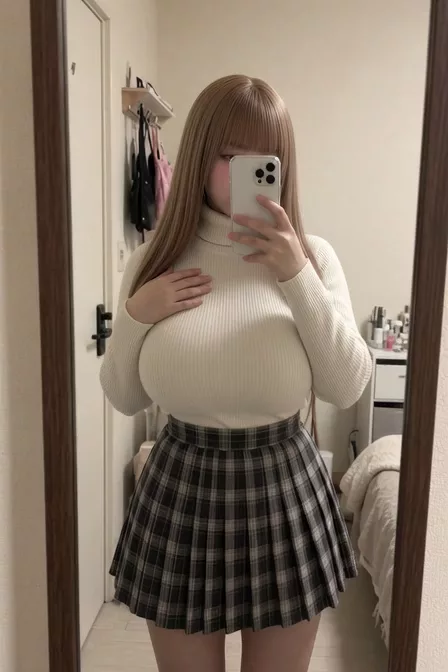 【AIエロ動画】自撮りセーターまくり上げおっぱい2