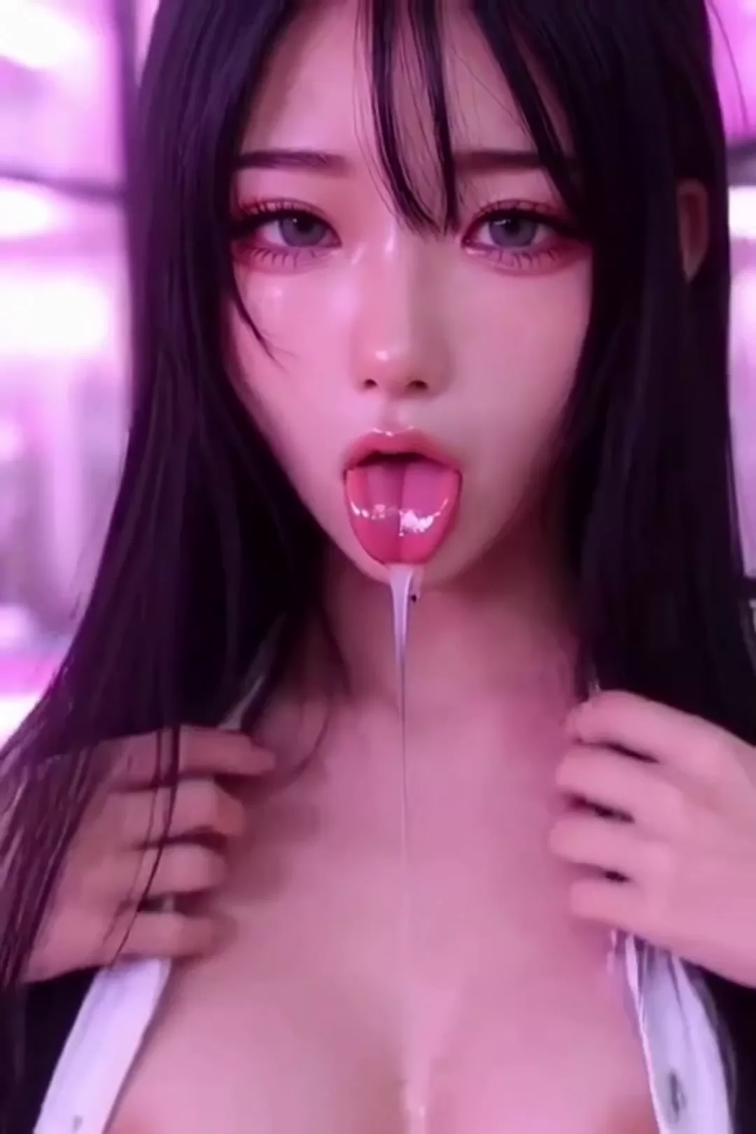 【AIエロ動画】黒神よだれ美女とおっぱい❤︎