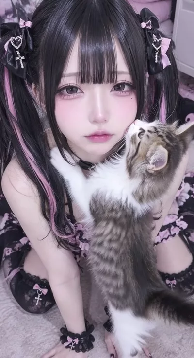 【AIエロ動画】猫ちゃんとぺろぺろ