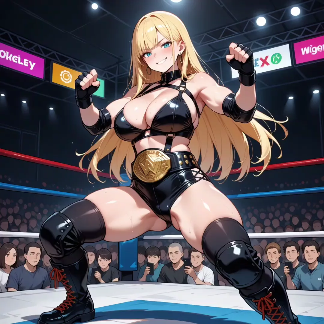 【AIエロ動画】AIエロプロレス【金髪女王様レスラー編】
