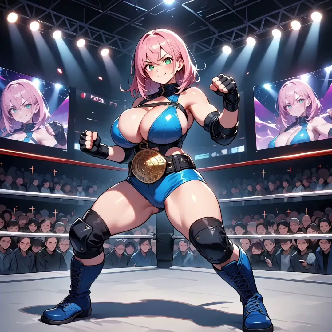 【AIエロ動画】AIエロプロレス【ピンク髪女王様レスラー編】