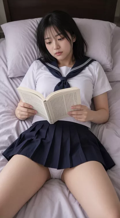 【AIエロ動画】ベッドで読書