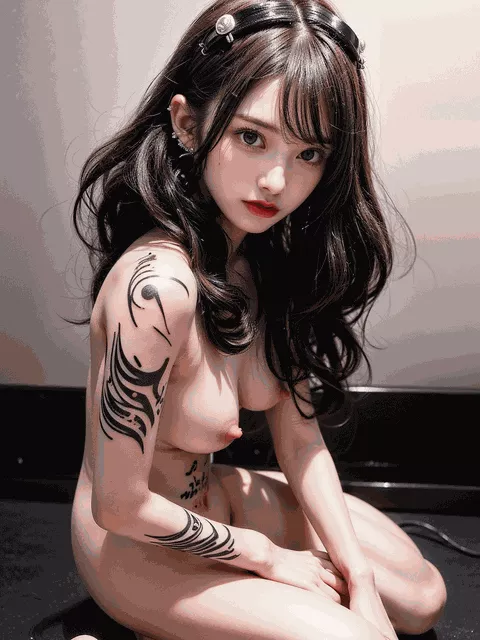 刺青の入ったAI美女のヌード画像 part4