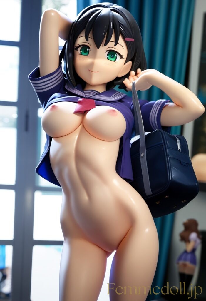 制服JKのエロフィギュア風AIイラスト