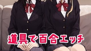 【エロ漫画】道具で百合エッチ