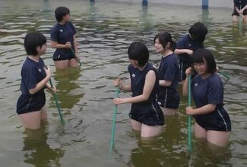 【画像】ムチムチJ K、汚れたプールを掃除させられてしまうｗｗｗｗｗｗｗ