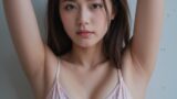 【AI腋フェチ画像】ピンクのキャミソールのAI美女