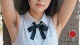 【AI腋毛画像】バス停でAI美女の腋毛を見よう