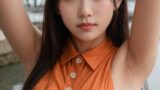 【AI腋フェチ画像】オレンジのブラのAI美女の腋
