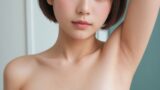 【AI貧乳画像】貧乳で濃いめの乳首のAI美女の腋