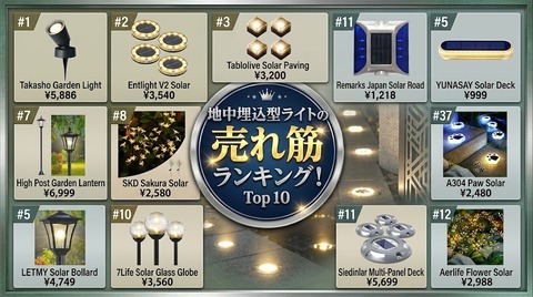 地中埋込型ライトの売れ筋ランキングと選び方のポイント