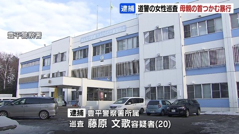 北海道警20歳巡査が母親の首を絞め傷害容疑で逮捕…
