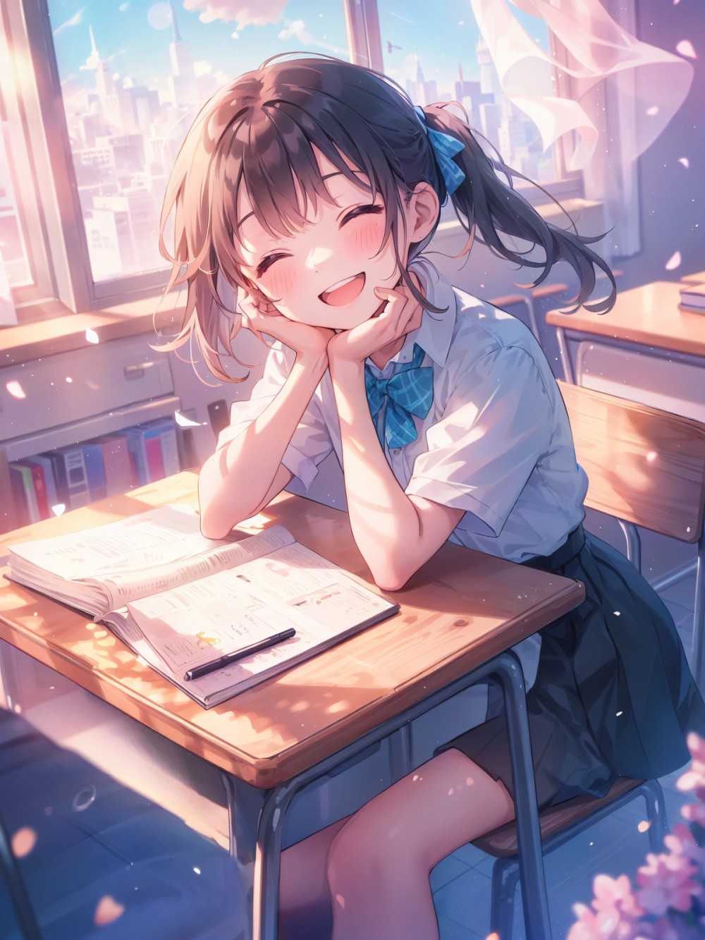 【AIイラスト】教室にいる女の子のAI画像まとめ【アニメ調】 Part 2