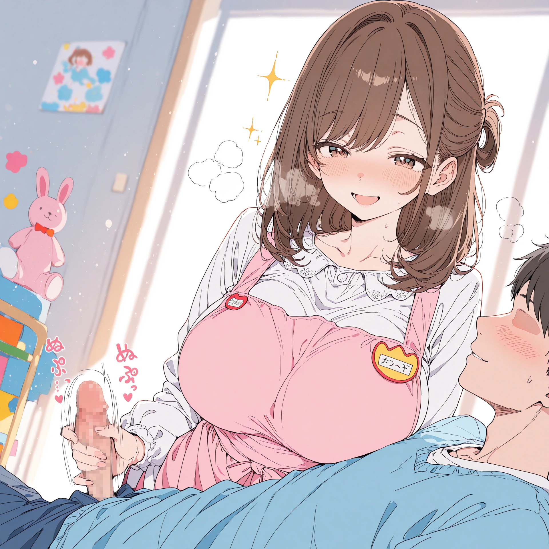 デカパイの保育士先生に、大人も思い切り甘えてエッチしちゃう
