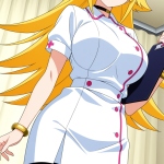 【エロ画像】マゼンタセミロング巨乳和洋折衷×ナース服_AI_アニメエロ画像
