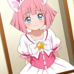 【エロ画像】桜色ボブむっちり小柄×鏡越し_AI_アニメエロ画像