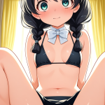 【エロ画像】黒髪三つ編み貧乳長身×バック・後背位_AI_アニメエロ画像