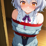 【エロ画像】黒青グラデ三つ編み巨乳×縛り・拘束_AI_アニメエロ画像